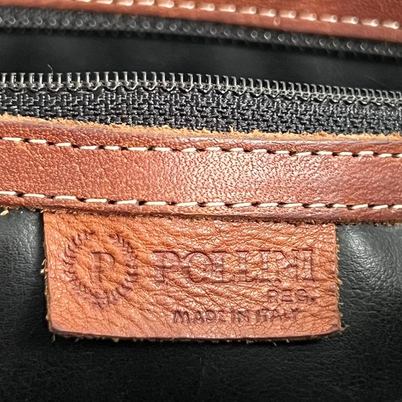 Vintage Pollini Italian Leather Crossbody Bag‎ Purse Classic Brown Black 12x7x4 - Picture 11 of 15